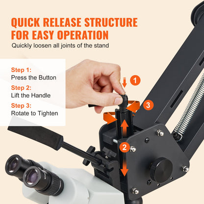 Multi-Directional Microscope with Spring Mount Ring Light 7X-45X Jewelry