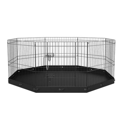 Hundlekhage, 8 paneler hopfällbar hundträningspenna i metall med bottendyna, 24" H sällskapsstaket Valplåda Kennel med markinsatser, inomhus hundpenna utomhus för små medelstora husdjur, för camping, trädgård