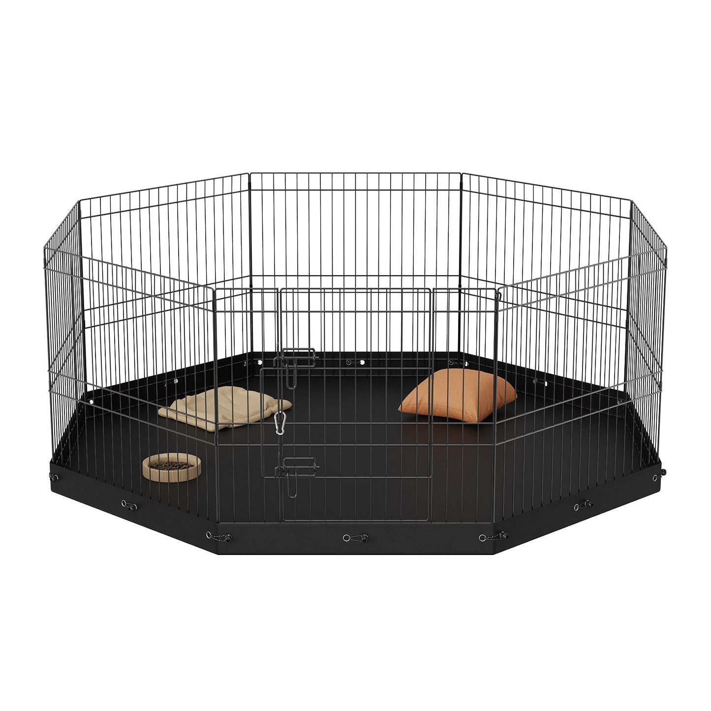 Hundlekhage, 8 paneler hopfällbar hundträningspenna i metall med bottendyna, 24" H sällskapsstaket Valplåda Kennel med markinsatser, inomhus hundpenna utomhus för små medelstora husdjur, för camping, trädgård