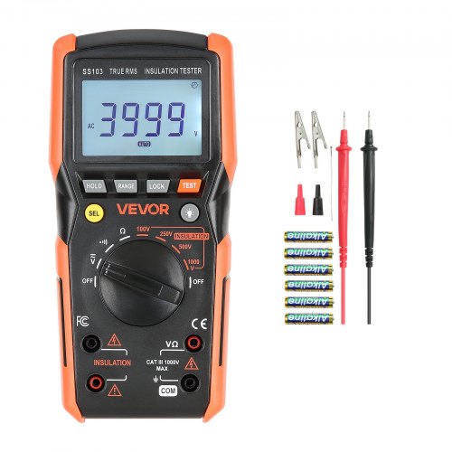digital multimeter, 4000-siffrors TRMS voltmeter ohmmeter, 1000V AC/DC spänningstestare med omkopplingsbart automatiskt/manuellt område för spänning, resistans och kontinuitetsmätning |  EU