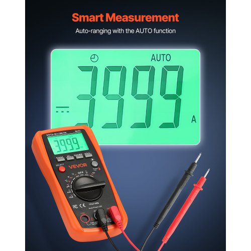 digital multimeter, 4000-siffrors TRMS DC/AC voltmeter strömtester, multimeter med automatiskt område för ström, spänning, resistans, kapacitans, temperatur, dioder, kontinuitet, arbetscykelmätningar |  EU