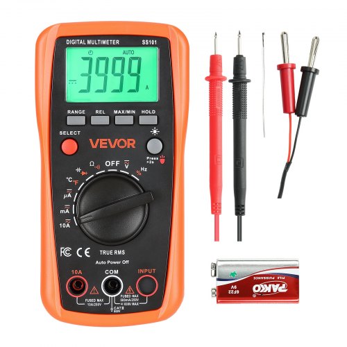 digital multimeter, 4000-siffrors TRMS DC/AC voltmeter strömtester, multimeter med automatiskt område för ström, spänning, resistans, kapacitans, temperatur, dioder, kontinuitet, arbetscykelmätningar |  EU