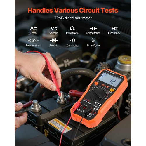 digital multimeter, 6000-enheters TRMS DC/AC voltmeter strömtestare, professionell NCV-multimeter för ström, spänning, resistans, kapacitans, arbetscykel, temperatur, dioder, kontinuitet, fasledningstest |  EU