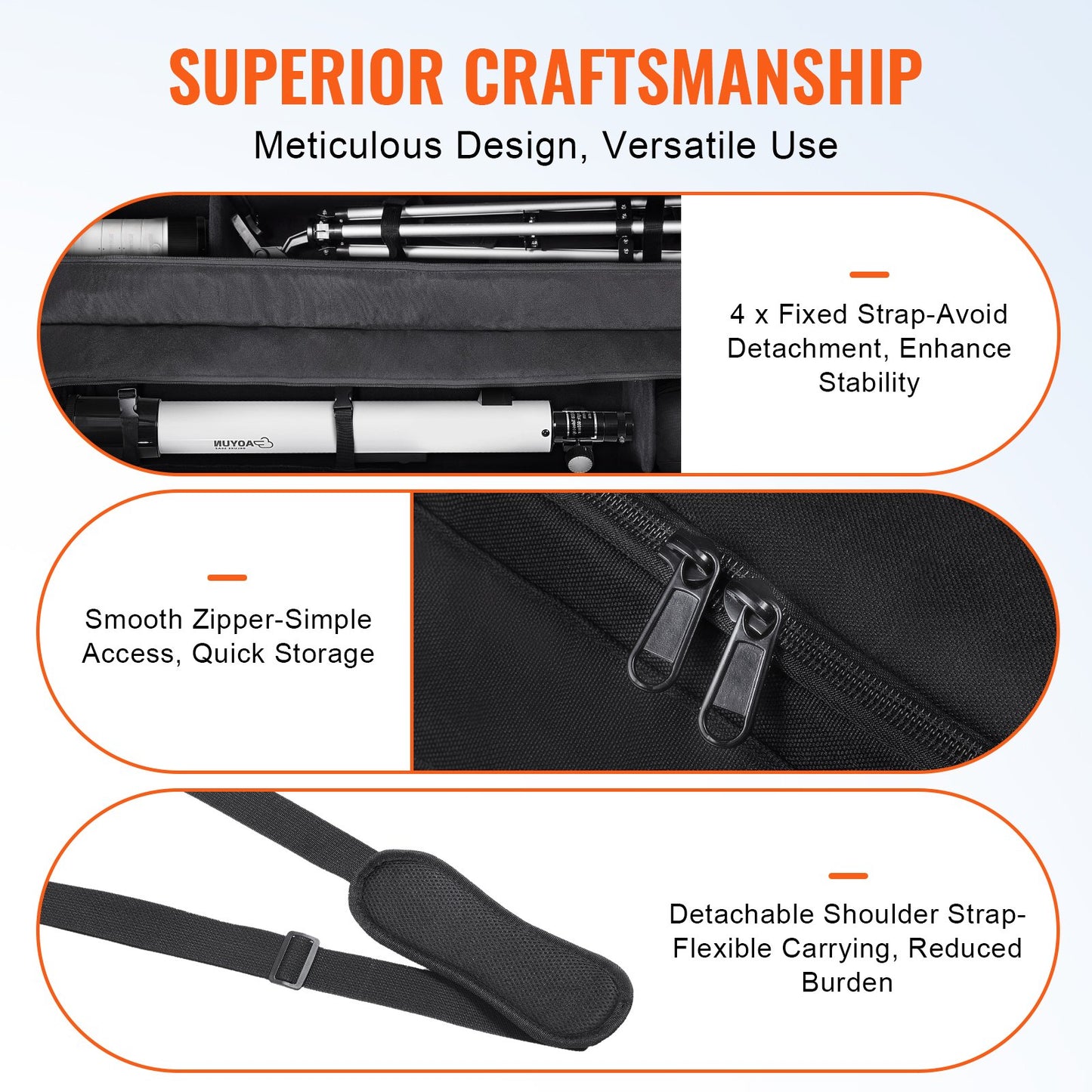 Teleskopfodral 1040 mm Multifunktionell stötdämpande Teleskopförvaringsväska