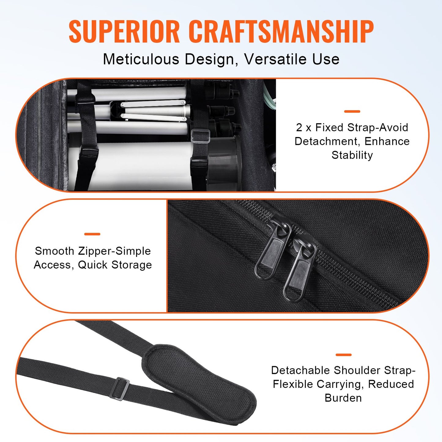 Teleskopfodral 560 mm multifunktionell stötdämpande teleskopförvaringsväska
