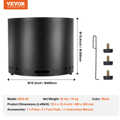 Smokeless Fire Pit Stove Bonfire 19,3 i Dia Vedeldad rostfritt stål