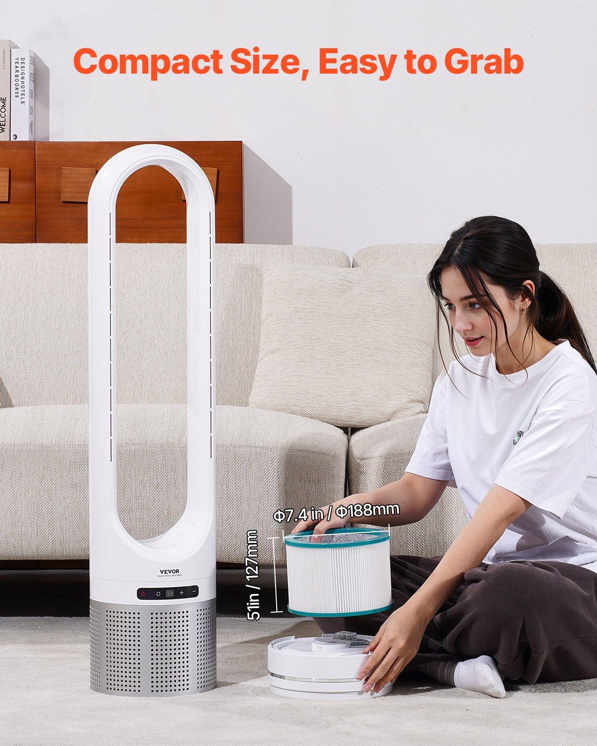 Replacement filter for tower fan with high density HEPA and activated carbon