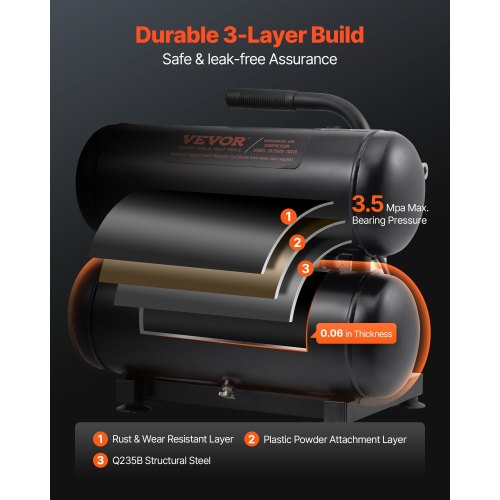 Air Compressor Compact Portable Oil-Free Compressor 4.6 Gallon 90 PSI