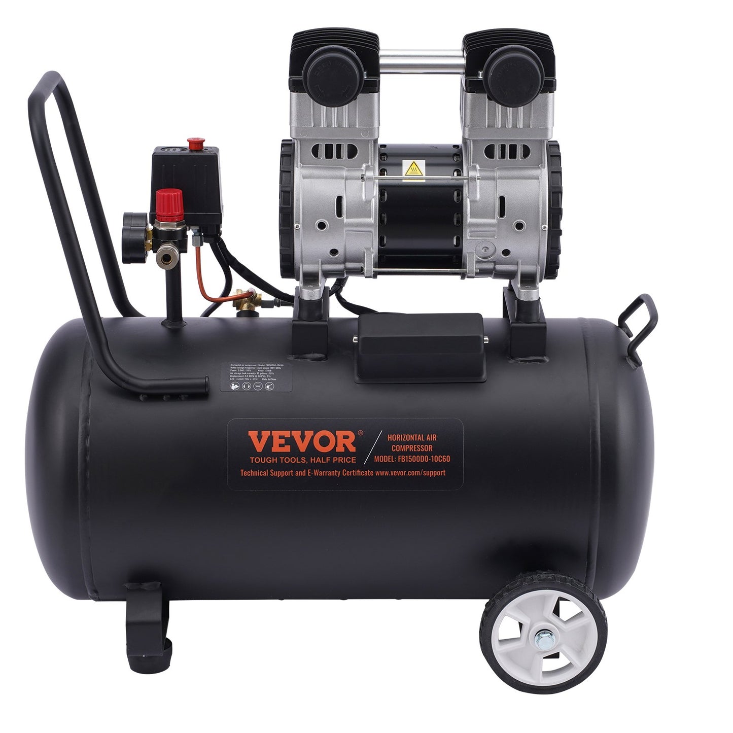 Luftkompressor, kompakt, tragbar, ölfrei, 15 Gallonen, 90 PSI