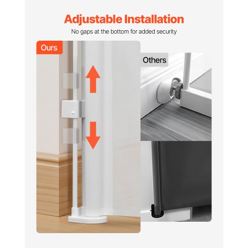 Infällbar Barngrind, 870 mm Hög, Kan Utfällas Upp Till 2800 mm Bredd, Infällbar Grind För Barn Eller Husdjur, Nätmaterial, Enkel Att Installera För Inomhustrappor, Dörröppningar, Hallar, Lekrum, Vit |  EU