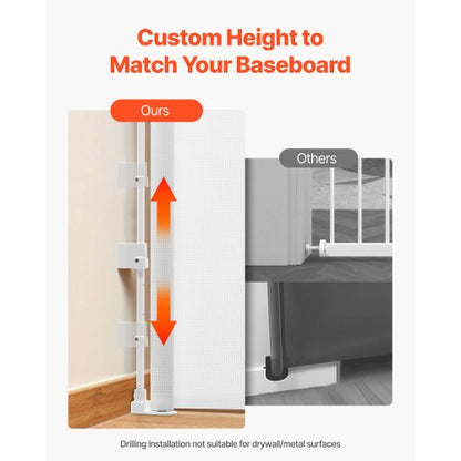 Infällbar Barngrind, Utdragbar till 1450 mm Bredd, 980 mm Hög, Med Säkerhetslås, Lätt att Använda, Gå Genom Utan Att Snubba, Nätgrind För Hundtrappor, Hallar, Inomhus/Utomhus, Vit |  EU