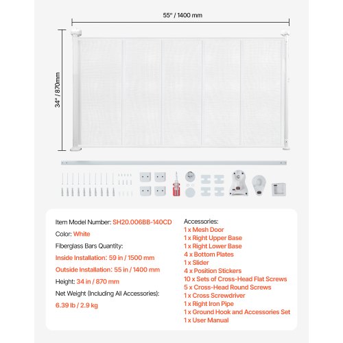 Infällbar Barngrind 870 mm Hög Utdragbar till 1400 mm Bredd Barn Husdjur Vit |  EU