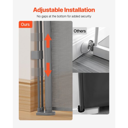 Infällbar Barngrind, 870 mm Hög, Kan Utfällas Upp Till 2800 mm Bred, Infällbar Grind För Barn Eller Husdjur, Nätmaterial, Enkel Att Installera För Inomhustrappor, Dörröppningar, Hallar, Lekrum, Grå |  EU