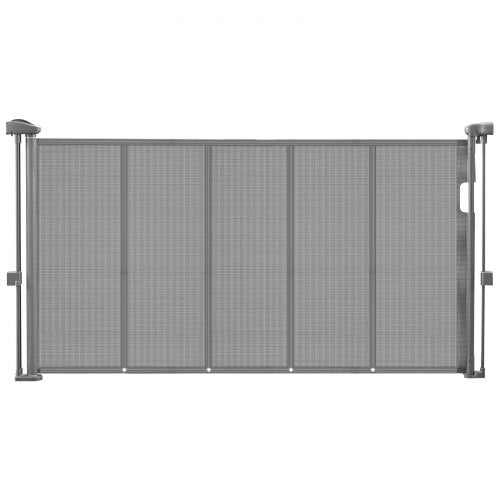 Retractable Baby Gate 870 mm High Extendable to 1400 mm Width Children Pets Grey