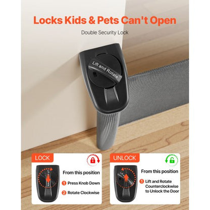 Infällbar Barngrind, Utdragbar till 1450 mm Bredd, 980 mm Hög, Med Säkerhetslås, Lätt att Använda, Gå Genom Utan Att Snubba, Nätgrind För Hundtrappor, Hallar, Inomhus/Utomhus, Svart |  EU