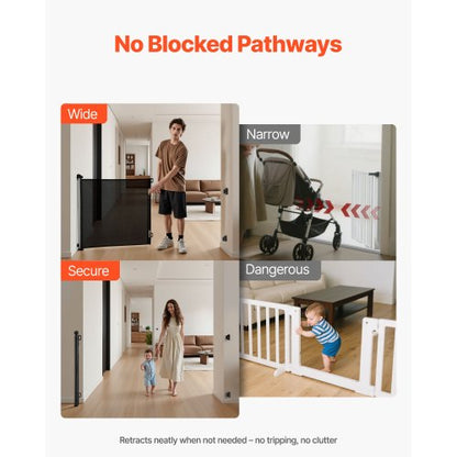 Infällbar Barngrind, Utdragbar till 1450 mm Bredd, 980 mm Hög, Med Säkerhetslås, Lätt att Använda, Gå Genom Utan Att Snubba, Nätgrind För Hundtrappor, Hallar, Inomhus/Utomhus, Svart |  EU
