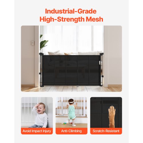 Infällbar Barngrind 870 mm Hög Utdragbar till 1400 mm Bredd Barn Husdjur Svart