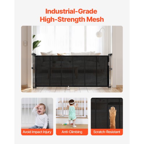 Infällbar Barngrind 870 mm Hög Utdragbar till 1800 mm Bredd Barn Husdjur Svart |  EU