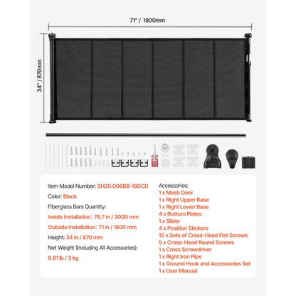 Infällbar Barngrind 870 mm Hög Utdragbar till 1800 mm Bredd Barn Husdjur Svart |  EU