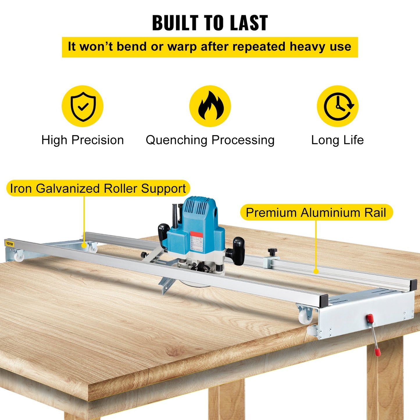 Frässchlitten, 60 Zoll/152,4 cm Breite, Flachführungslehre für die Holzbearbeitung mit Feststellfunktion, tragbar und einfach einzustellen, Trimmhobel zum Abflachen von Holz, Heimwerken