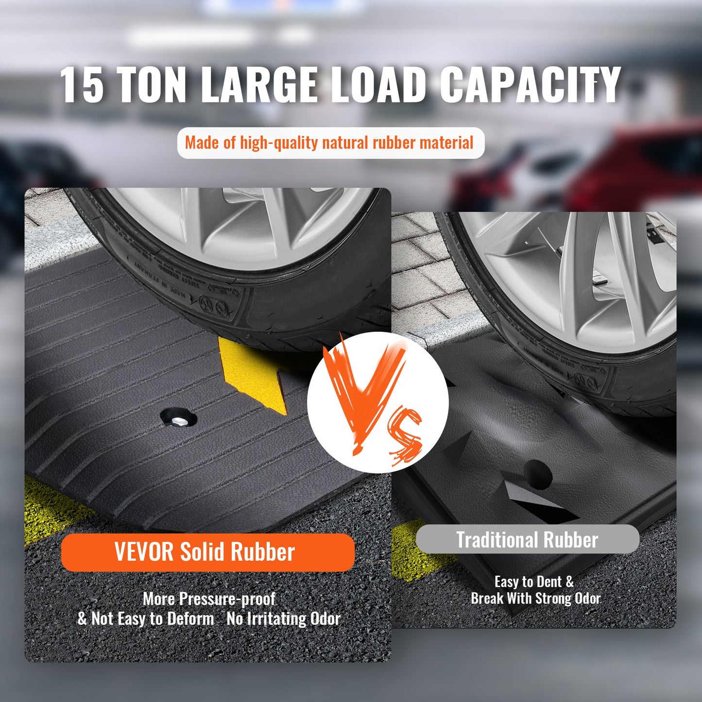 Rubber Threshold Ramp, 2-Inch Rise Threshold Ramp Doorway, Recycled Rubber Power Threshold Ramp, Rated 33069 lbs Load Capacity, Non-Slip Rubber Surface, Fixed Threshold Ramp for Wheelchair and Scooter
