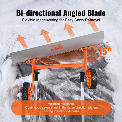 Schneeschaufel mit Rädern, 30-Zoll-Schneeschaufel für die Auffahrt, Metall-Schneeschaufel zum Schneeräumen, robuster Schaufelschieber mit breiter Klinge und U-förmigem Griff aus Aluminiumlegierung