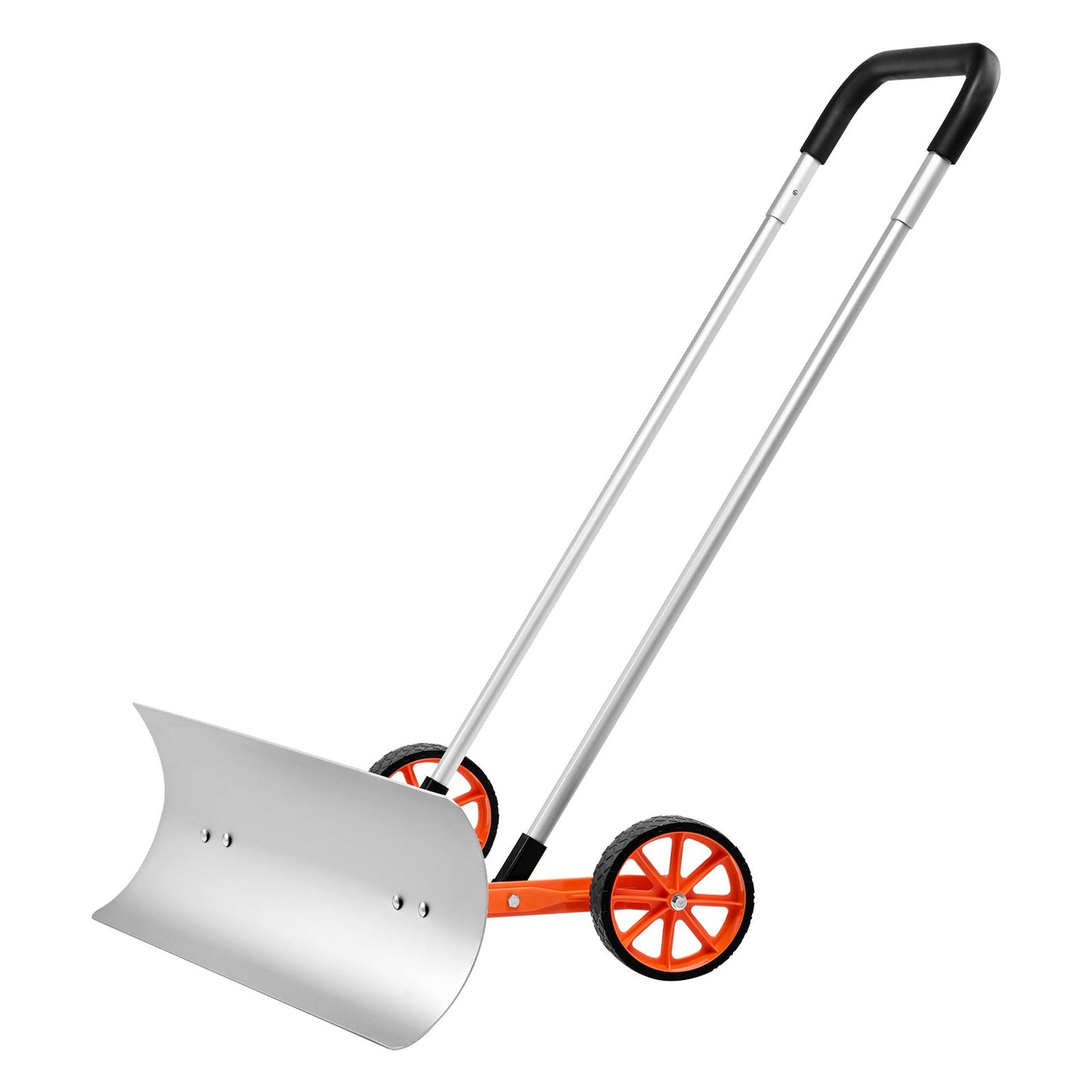 Schneeschaufel mit Rädern, 30-Zoll-Schneeschaufel für die Auffahrt, Metall-Schneeschaufel zum Schneeräumen, robuster Schaufelschieber mit breiter Klinge und U-förmigem Griff aus Aluminiumlegierung