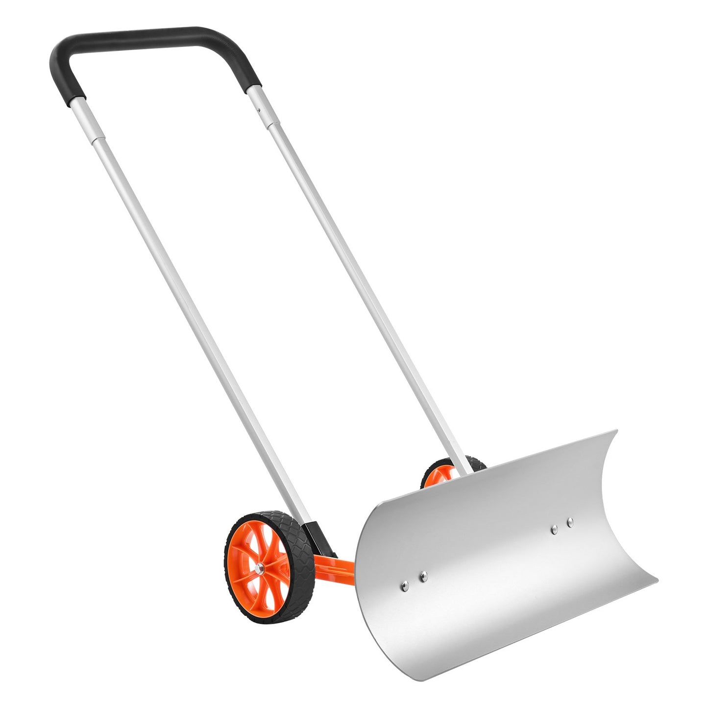 Schneeschaufel mit Rädern, 30-Zoll-Schneeschaufel für die Auffahrt, Metall-Schneeschaufel zum Schneeräumen, robuster Schaufelschieber mit breiter Klinge und U-förmigem Griff aus Aluminiumlegierung