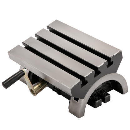 Kippfrästisch, 10 x 7 Zoll, Kippwinkelfräsmaschine, 0–90 ° verstellbare Schwenkwinkelplatte mit 3 T-Nuten und einer verstellbaren Kurbel, Hochleistungs-Kippfräsmaschine zum Schleifen