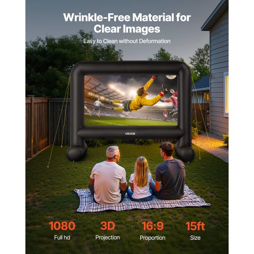 15 fot uppblåsbar filmduk 16:9 600D filmprojektor med bärbar väska