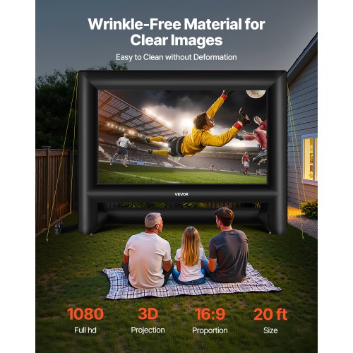 6 Meter Inflatable Movie Screen 16:9 600D Movie Projection with Portable Bag