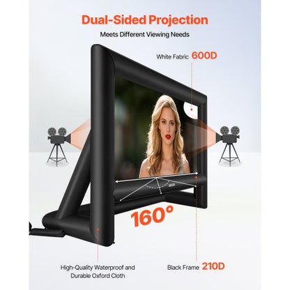 6 Meter Inflatable Movie Screen 16:9 600D Movie Projection with Portable Bag