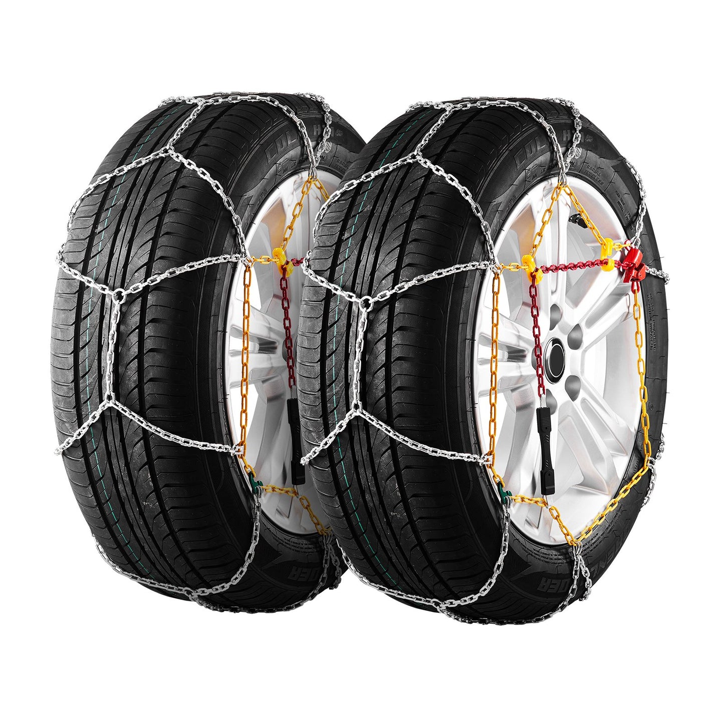 2ST Snökedjor Manganlegering Stål Dragdäckskedjor Silver