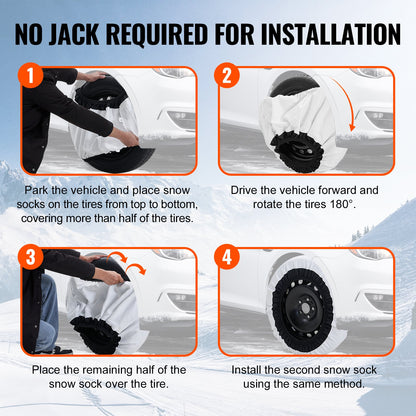 2PCS Verdickte Schneesocken für Reifen Schneetraktion Reifenschutz-Groß