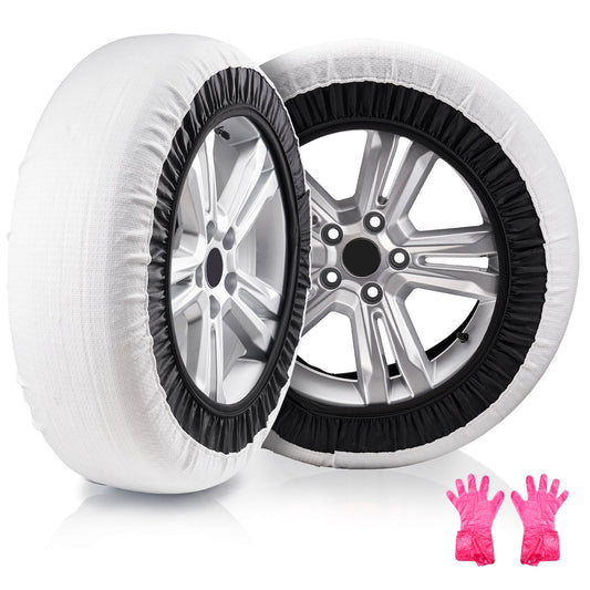 2ST Förtjockade snöstrumpor för däck Snow Traction Däckskydd-Large