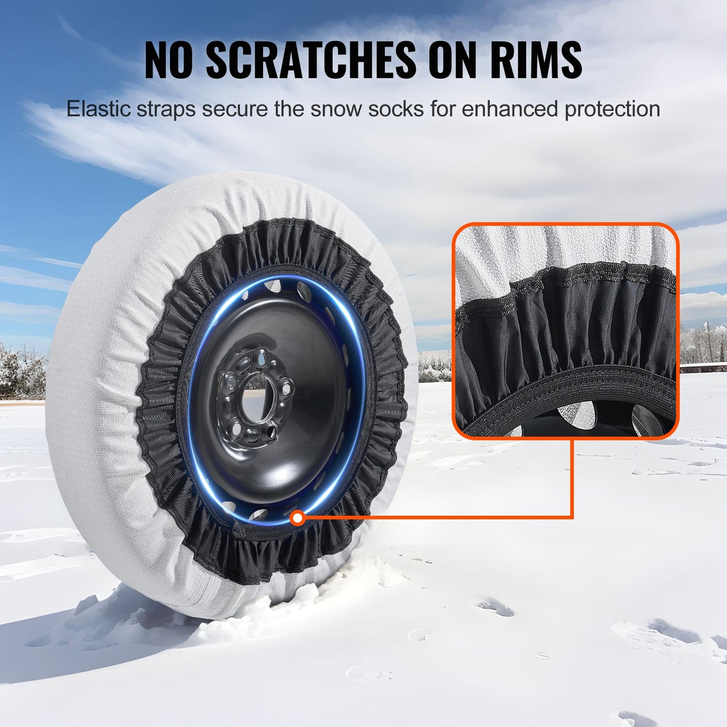 2PCS Verdickte Schneesocken für Reifen Schneetraktion Reifenschutz-Mittel