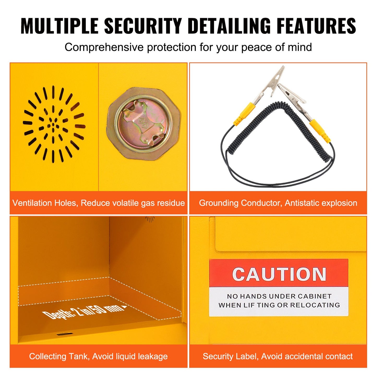 11 Gallon Safety Cabinet 16.9" X 16.9" X 18.1" Hazardous Hinges Manual Hot