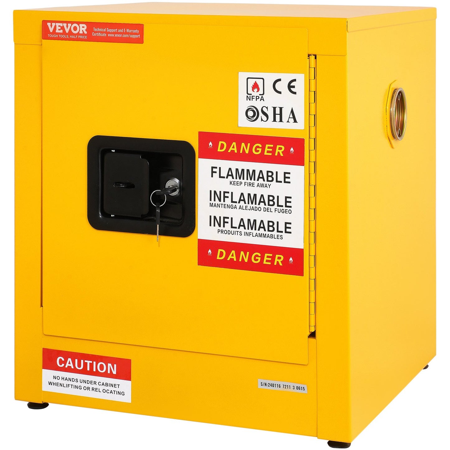 11 Gallon Safety Cabinet 16.9" X 16.9" X 18.1" Hazardous Hinges Manual Hot