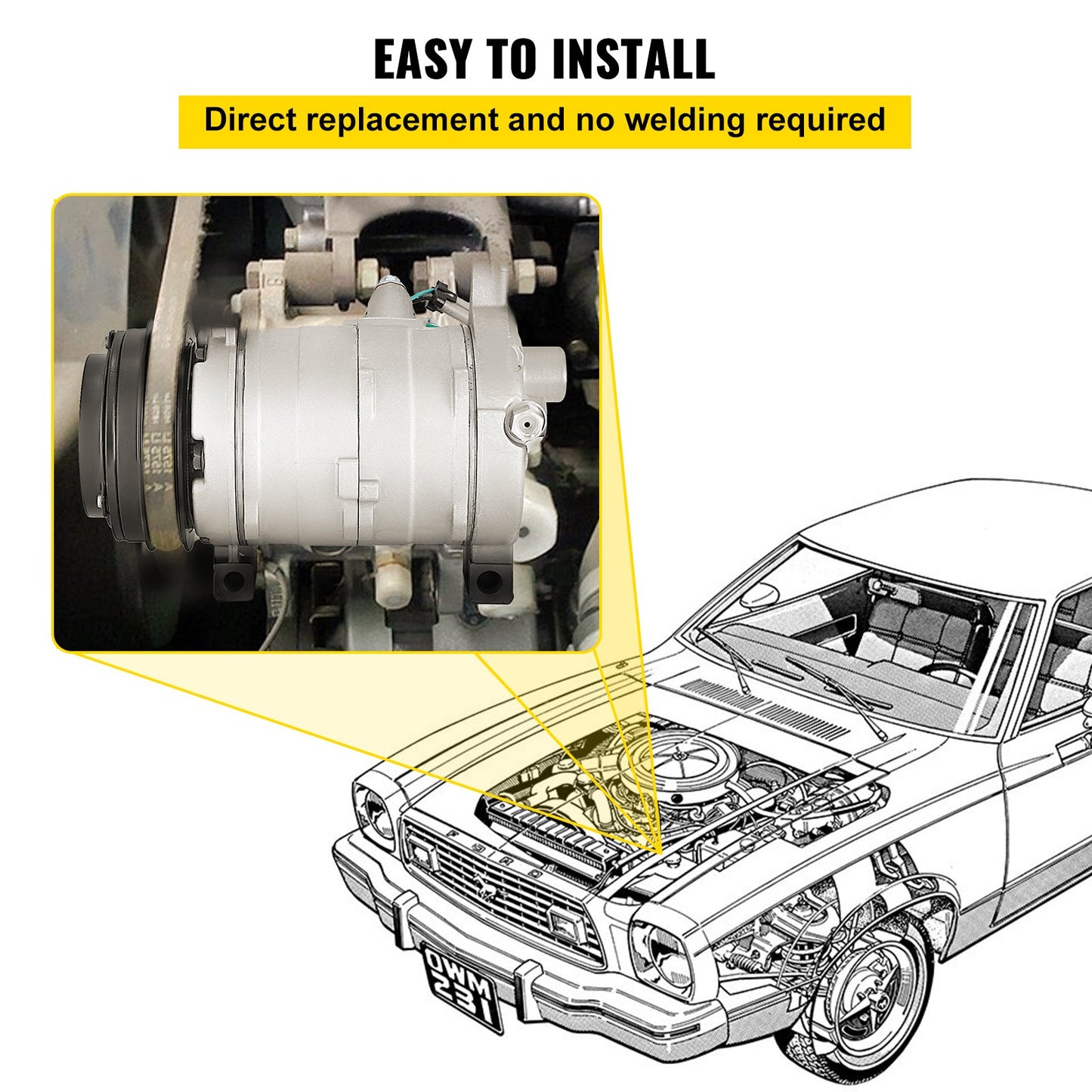 AC Kompressor 78363 Främre luftkonditioneringskompressor A/C Kompressor för 2000-2014 Cadillac Chevy GMC Hummer 4.8L 5.3L 5.7L 6.0L 6.2L 8.1 (För 2000-2014 Chevy)