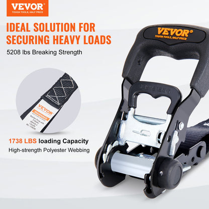 Ratschen-Spanngurte (4er-Pack), 2300 kg maximale Bruchfestigkeit, inkl. 4 Premium-Ratschen-Spanngurte 4,1 x 20,3 cm mit gepolsterten Griffen, zur Ladungssicherung beim Bewegen, für Haushaltsgeräte, Rasengeräte, Motorräder