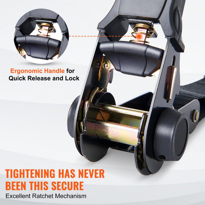 Ratschen-Spanngurte (4er-Pack), 2200 lb maximale Bruchfestigkeit, inkl. 4 Premium-Ratschen-Spanngurte 1" x 15" mit gepolsterten Griffen, zur Sicherung beweglicher Ladungen, Haushaltsgeräte, Rasengeräte, Motorräder