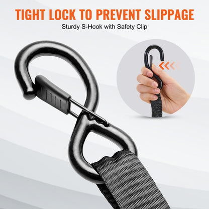 Ratschen-Spanngurte (4er-Pack), 2200 lb maximale Bruchfestigkeit, inkl. 4 Premium-Ratschen-Spanngurte 1" x 15" mit gepolsterten Griffen, zur Sicherung beweglicher Ladungen, Haushaltsgeräte, Rasengeräte, Motorräder