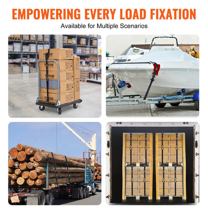 Ratschen-Spanngurte (4er-Pack), 2200 lb maximale Bruchfestigkeit, inkl. 4 Premium-Ratschen-Spanngurte 1" x 15" mit gepolsterten Griffen, zur Sicherung beweglicher Ladungen, Haushaltsgeräte, Rasengeräte, Motorräder