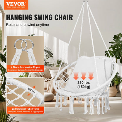 Hängmatta Gungstol Macramé Hängstol med kudde inomhus & utomhus