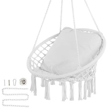 Hängmatta Gungstol Macramé Hängstol med kudde inomhus & utomhus