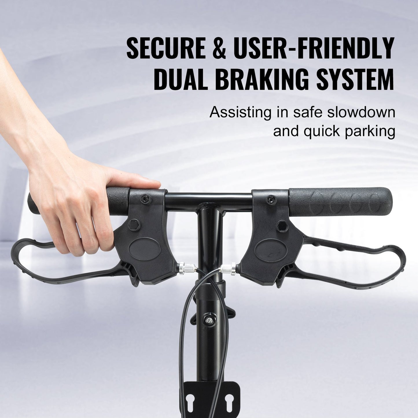 Folding Knä Scooter, Kolstål Styrbar Knee Walker med höjdjusterbart styre och knäskydd, 12" terränghjul, dubbla bromsar, benåterställningsskoter för skadad fotled, fotknä, 350 LBS