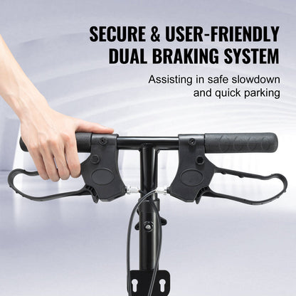 Folding Knä Scooter, Kolstål Styrbar Knee Walker med höjdjusterbart styre och knäskydd, 12" terränghjul, dubbla bromsar, benåterställningsskoter för skadad fotled, fotknä, 350 LBS