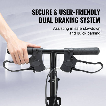 Folding Knä Scooter, Kolstål Styrbar Knee Walker med höjdjusterbart styre & knäskydd, terrängfasta hjul, dubbla bromsar, benåterställningsskoter för trasiga ankelfotskador