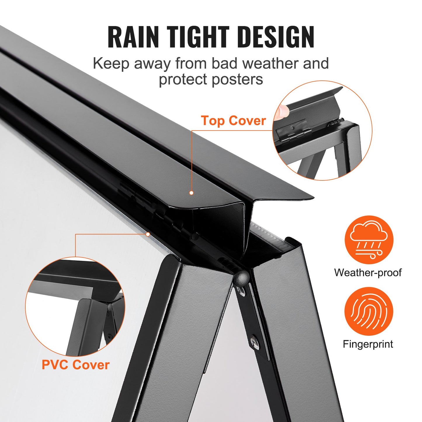 A Frame Sidewalk Sign, 24x36 Inch Heavy Duty Sign Holder with Retractable Sign, Double Sided Folding Sandwich Signs, Steel Sidewalk Sign for Outdoor Street Advertising (Frame Only)