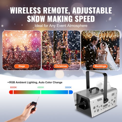 Snow Machine 1500W trådlös fjärrkontroll Handhållen hängande snömaskin |  EU